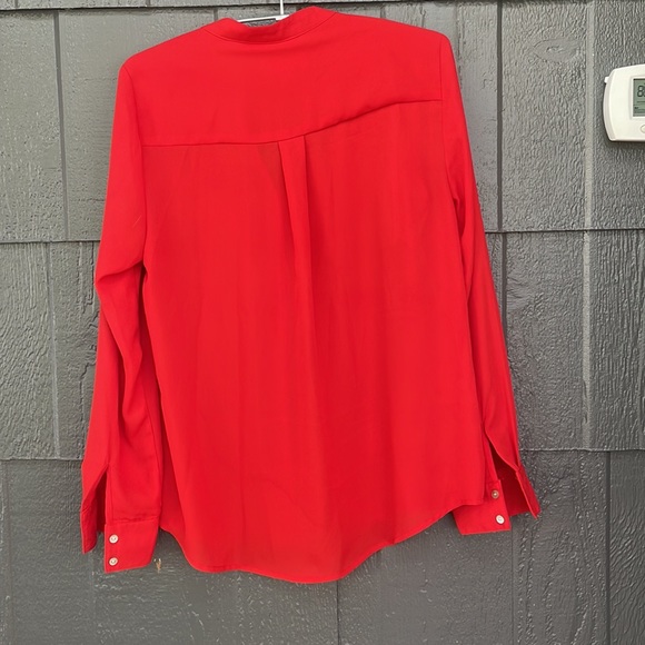 Nanette Lepore Women's Button Down Red Pleated Blouse - Picture 6 of 7